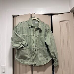 Zara Green Denim Jacket